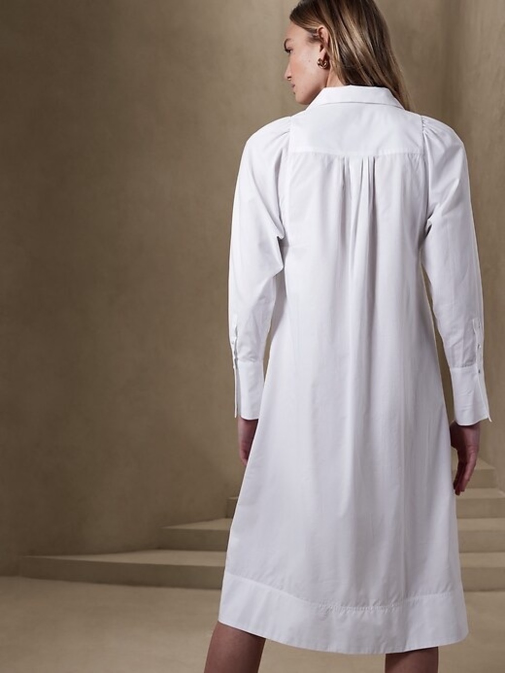Banana Republic Factory PINTUCK BIB MIDI SHIRTDRESS Size Small - Picture 2 of 10